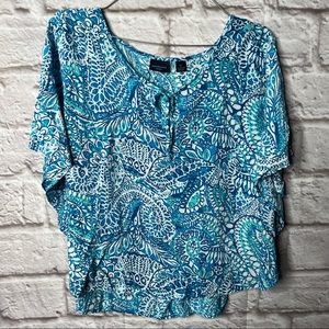 Westbound Top Blue White Womens Petite Size Large